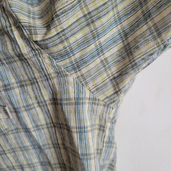 Exofficio Hiking Short Sleeve Button Down Blue Green Plaid Medium - Picture 5 of 10